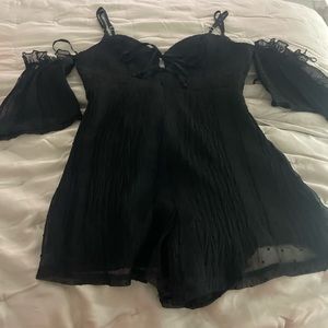 Here Comes The Sun black crinkle chiffon romper